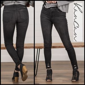 KanCan Charlie High Rise Skinny, Black, Women's 28, Distressed